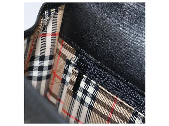 Borsa a mano Burberrys in pelle nera argento Auth ep13978 Nero - vista 20