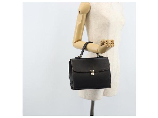 Borsa a mano Burberrys in pelle nera argento Auth ep13978 Nero - vista 22