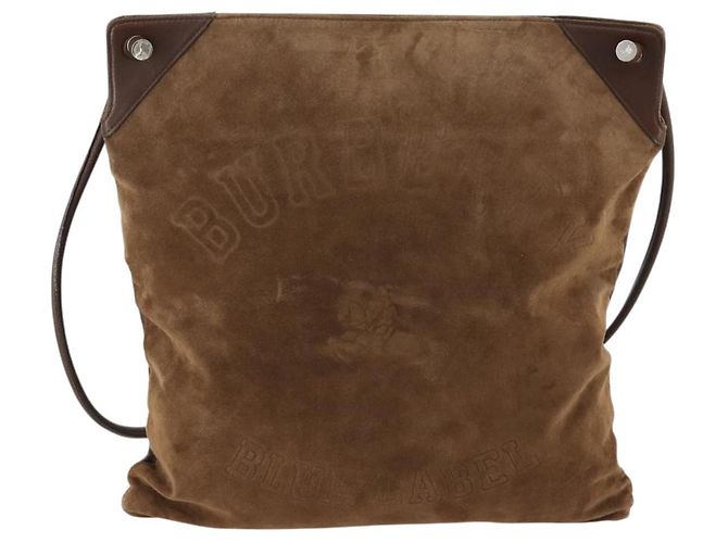 Borsa a Spalla Burberry in Pelle Scamosciata Marrone Argento Autentica mr2170 - vista 13