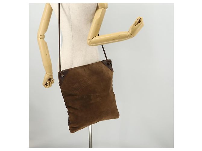 Borsa a Spalla Burberry in Pelle Scamosciata Marrone Argento Autentica mr2170 - vista 22