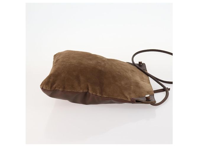 Borsa a Spalla Burberry in Pelle Scamosciata Marrone Argento Autentica mr2170 - vista 3