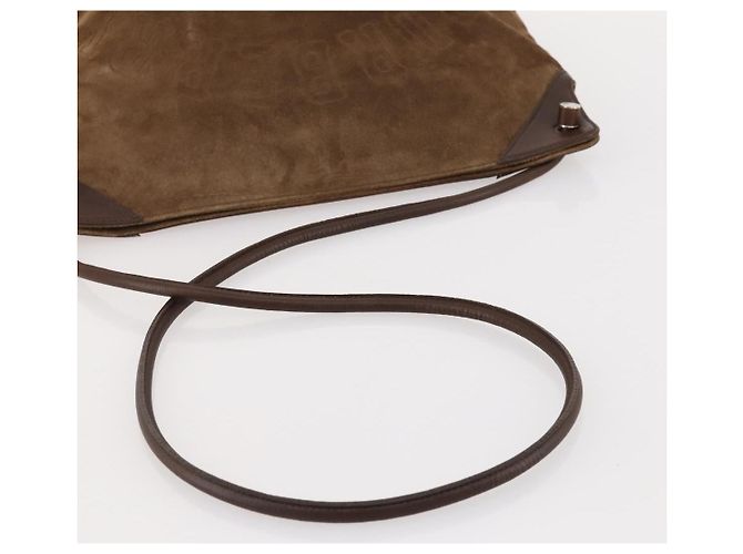 Borsa a Spalla Burberry in Pelle Scamosciata Marrone Argento Autentica mr2170 - vista 7