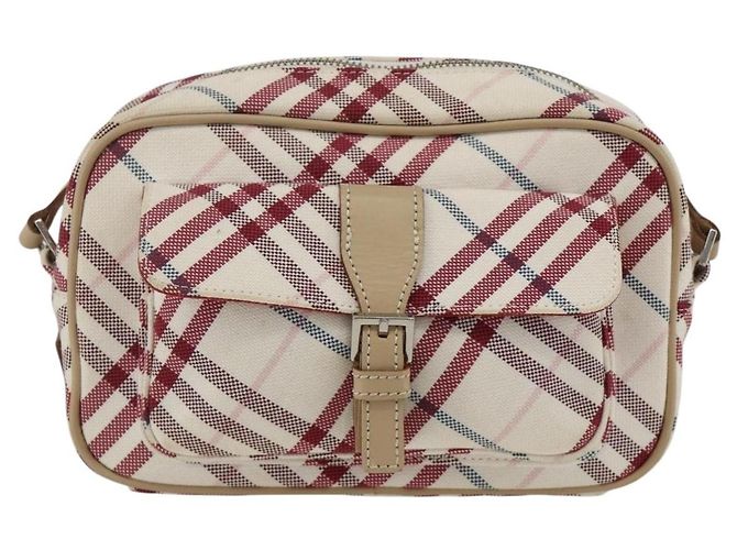 Borsa Burberry Nova Check Blue Label in tela e pelle bianca argento autentica hk3641A Bianco - vista 13