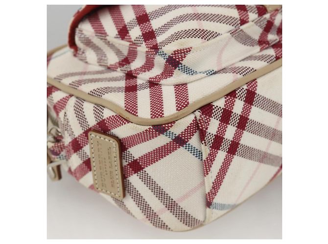 Borsa Burberry Nova Check Blue Label in tela e pelle bianca argento autentica hk3641A Bianco - vista 14