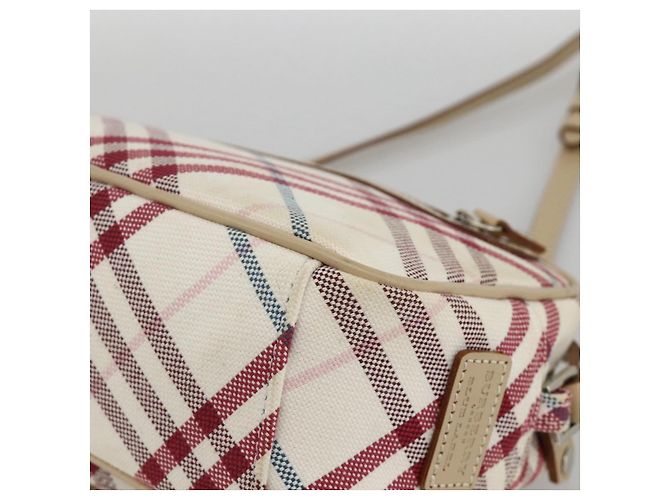 Borsa Burberry Nova Check Blue Label in tela e pelle bianca argento autentica hk3641A Bianco - vista 15