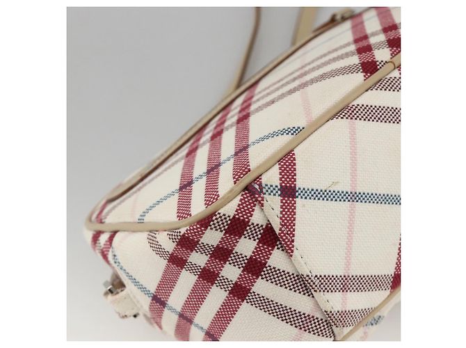 Borsa Burberry Nova Check Blue Label in tela e pelle bianca argento autentica hk3641A Bianco - vista 16