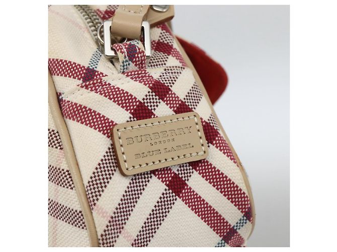 Borsa Burberry Nova Check Blue Label in tela e pelle bianca argento autentica hk3641A Bianco - vista 17