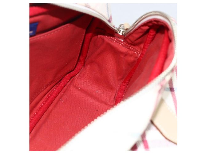 Borsa Burberry Nova Check Blue Label in tela e pelle bianca argento autentica hk3641A Bianco - vista 19