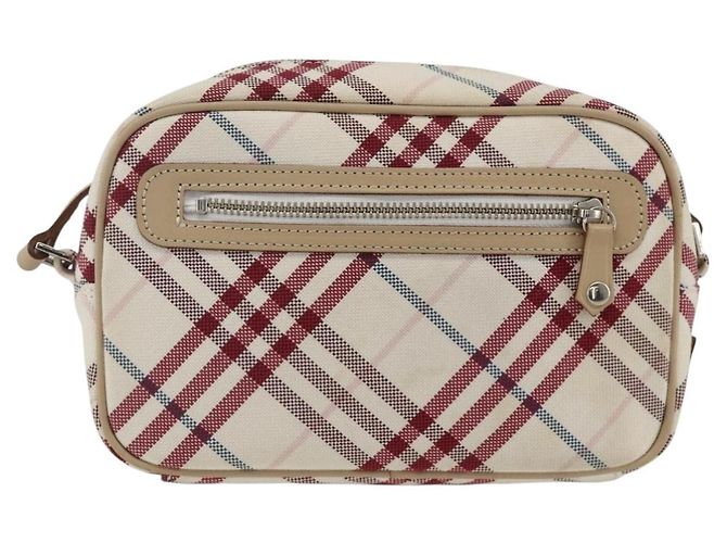Borsa Burberry Nova Check Blue Label in tela e pelle bianca argento autentica hk3641A Bianco - vista 2