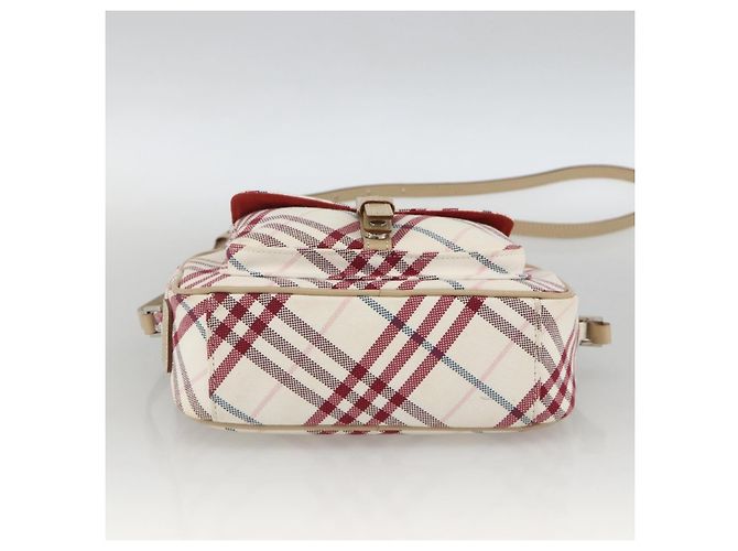 Borsa Burberry Nova Check Blue Label in tela e pelle bianca argento autentica hk3641A Bianco - vista 5