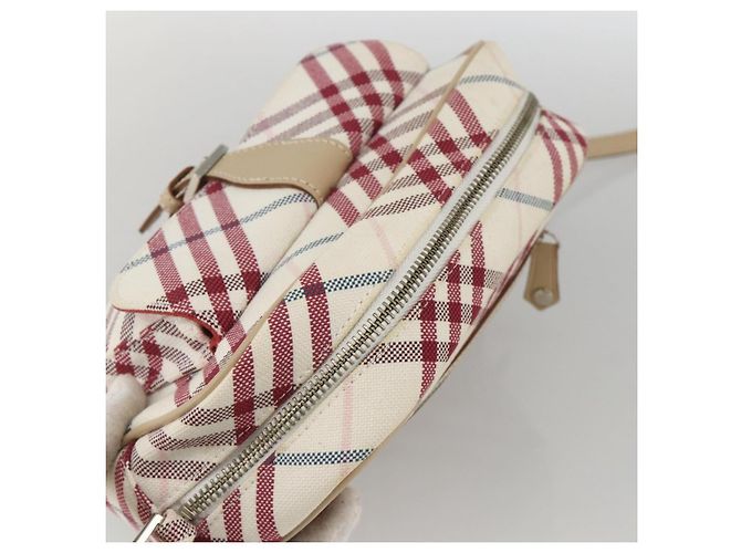 Borsa Burberry Nova Check Blue Label in tela e pelle bianca argento autentica hk3641A Bianco - vista 6