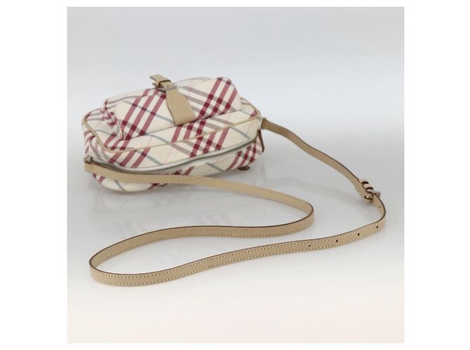 Borsa Burberry Nova Check Blue Label in tela e pelle bianca argento autentica hk3641A Bianco - vista 7