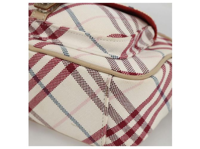Borsa Burberry Nova Check Blue Label in tela e pelle bianca argento autentica hk3641A Bianco - vista 9
