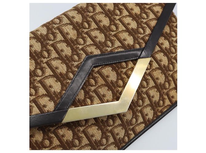 Borsa a Spalla in Tela Trotter Christian Dior Marrone Oro Auth ARZ598 D'oro - vista 14