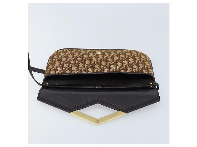 Borsa a Spalla in Tela Trotter Christian Dior Marrone Oro Auth ARZ598 D'oro - vista 15