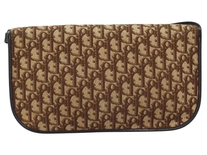 Borsa a Spalla in Tela Trotter Christian Dior Marrone Oro Auth ARZ598 D'oro - vista 3