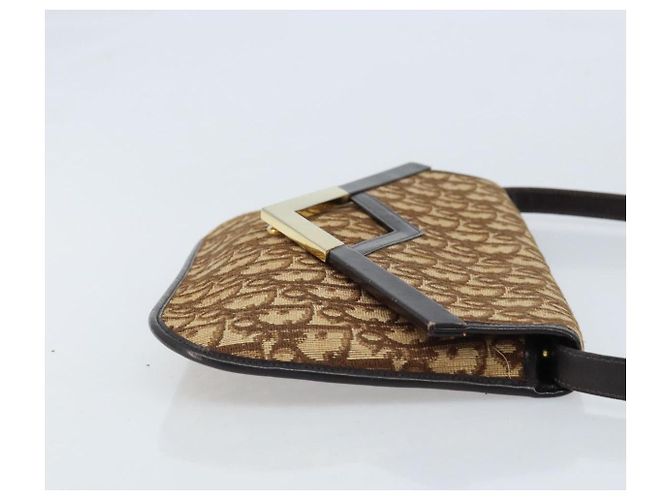 Borsa a Spalla in Tela Trotter Christian Dior Marrone Oro Auth ARZ598 D'oro - vista 4