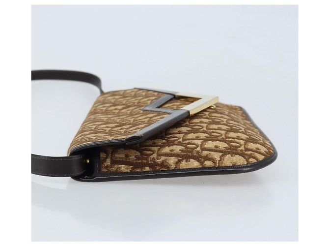 Borsa a Spalla in Tela Trotter Christian Dior Marrone Oro Auth ARZ598 D'oro - vista 5