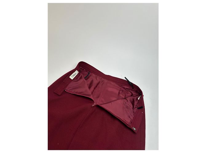 Chloé Vintage Chloe Wollrock burgunderrot FR42 Bordeaux - Ansicht 11
