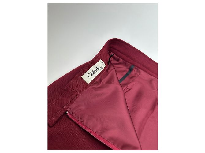 Chloé Vintage Chloe Wollrock burgunderrot FR42 Bordeaux - Ansicht 12