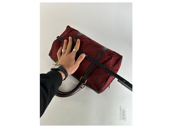 Céline Vintage Celine Paris Triomphe Monogram Boston Tasche Lila Bordeaux - Ansicht 10