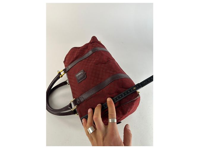 Céline Vintage Celine Paris Triomphe Monogram Boston Tasche Lila Bordeaux - Ansicht 11