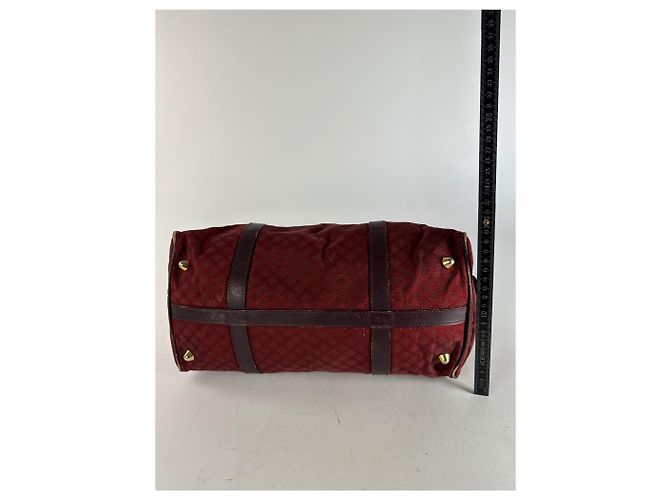 Céline Vintage Celine Paris Triomphe Monogram Boston Tasche Lila Bordeaux - Ansicht 12