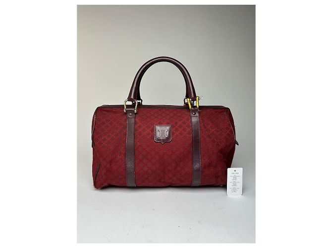 Céline Vintage Celine Paris Triomphe Monogram Boston Tasche Lila Bordeaux - Ansicht 13