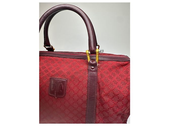 Céline Vintage Celine Paris Triomphe Monogram Boston Tasche Lila Bordeaux - Ansicht 3