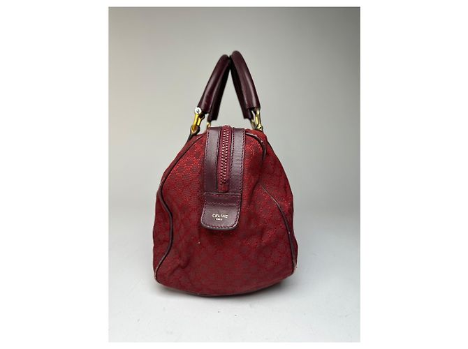 Céline Vintage Celine Paris Triomphe Monogram Boston Tasche Lila Bordeaux - Ansicht 5
