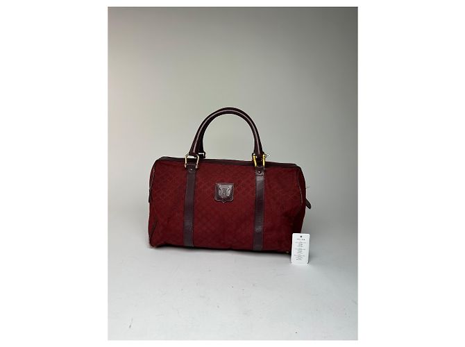 Céline Vintage Celine Paris Triomphe Monogram Boston Tasche Lila Bordeaux - Ansicht 6