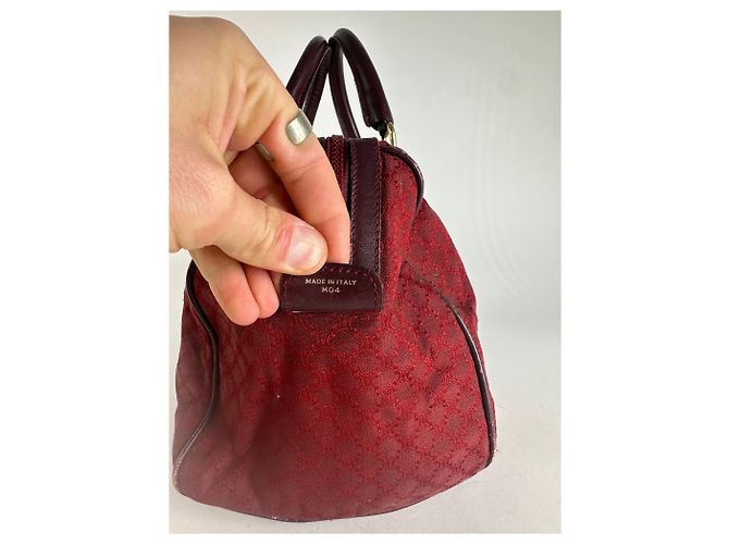 Céline Vintage Celine Paris Triomphe Monogram Boston Tasche Lila Bordeaux - Ansicht 7