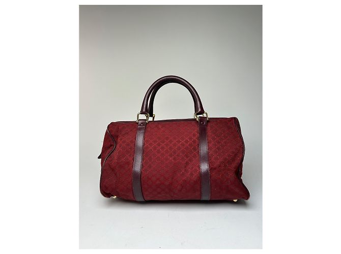 Céline Vintage Celine Paris Triomphe Monogram Boston Tasche Lila Bordeaux - Ansicht 8