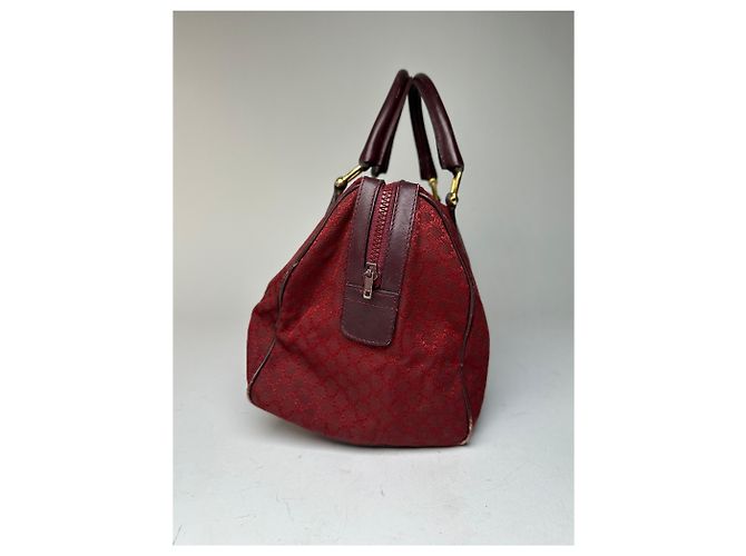 Céline Vintage Celine Paris Triomphe Monogram Boston Tasche Lila Bordeaux - Ansicht 9
