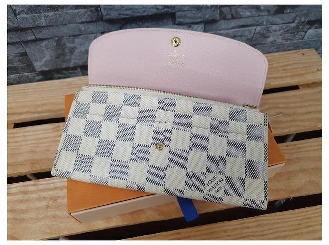 Louis Vuitton Damier Azur Geldbörse Emilie Weiß Blau - Ansicht 10