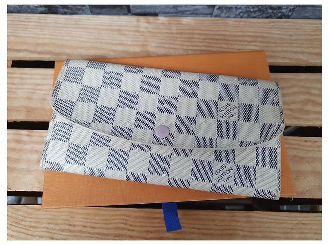 Louis Vuitton Damier Azur Geldbörse Emilie Weiß Blau - Ansicht 2