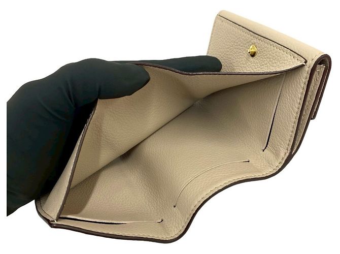 Cartera Lock Mini de cuero con tres pliegues de Louis Vuitton Castaño Beige - vista 8