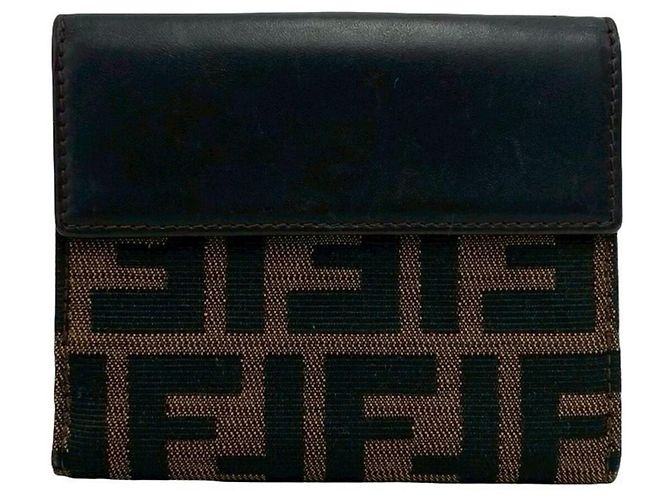FENDI Zucca FF Pattern Bi-Fold Wallet Brown Black - view 2