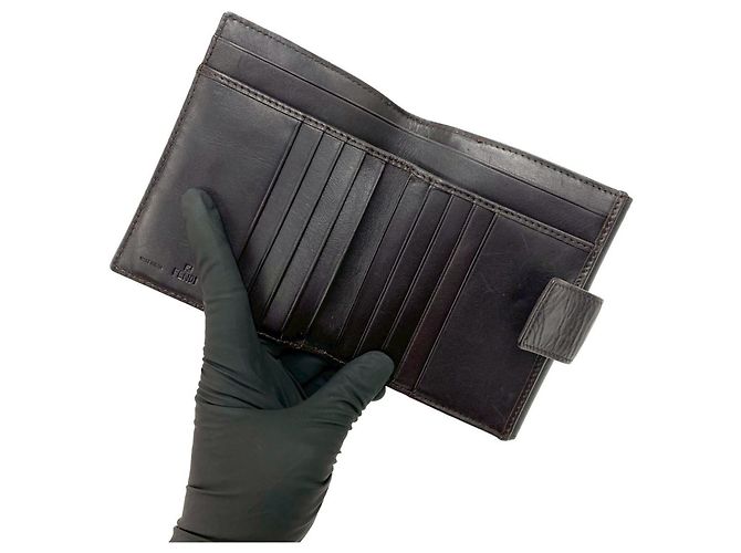 FENDI Zucca FF Pattern Bi-Fold Wallet Brown Black - view 7