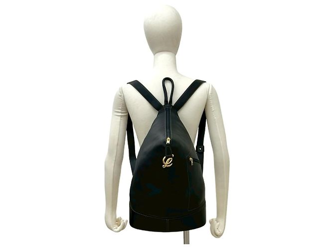 Zaino in pelle con hardware logo vintage LOEWE Nero - vista 2
