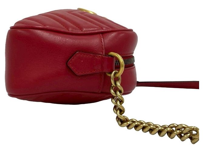 Borsa a spalla in pelle rossa GG Marmont di Gucci Rosso - vista 6