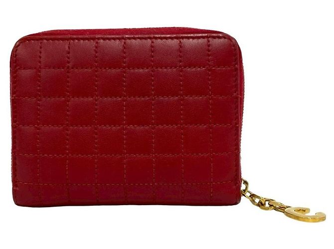 Céline Cartera Compacta con Cremallera Celine en Cuero Rojo Roja - vista 2