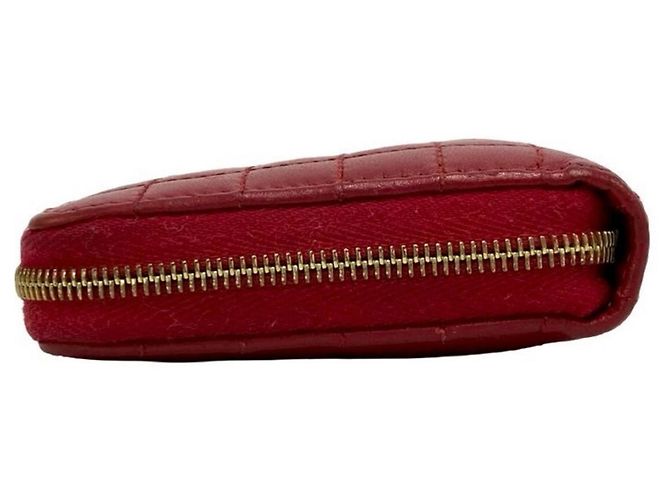 Céline Cartera Compacta con Cremallera Celine en Cuero Rojo Roja - vista 4