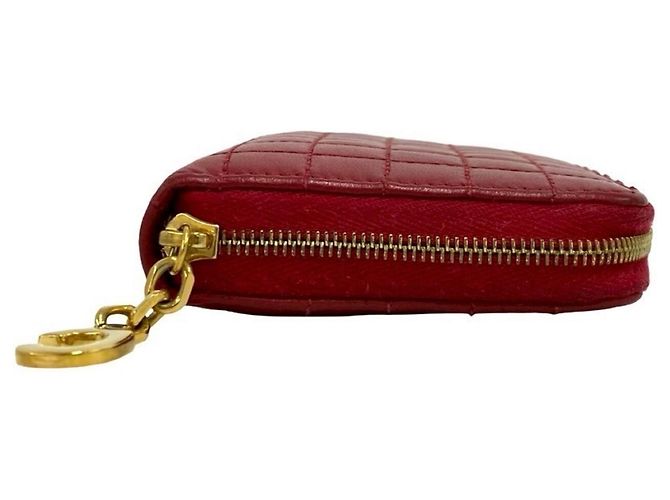 Céline Cartera Compacta con Cremallera Celine en Cuero Rojo Roja - vista 5