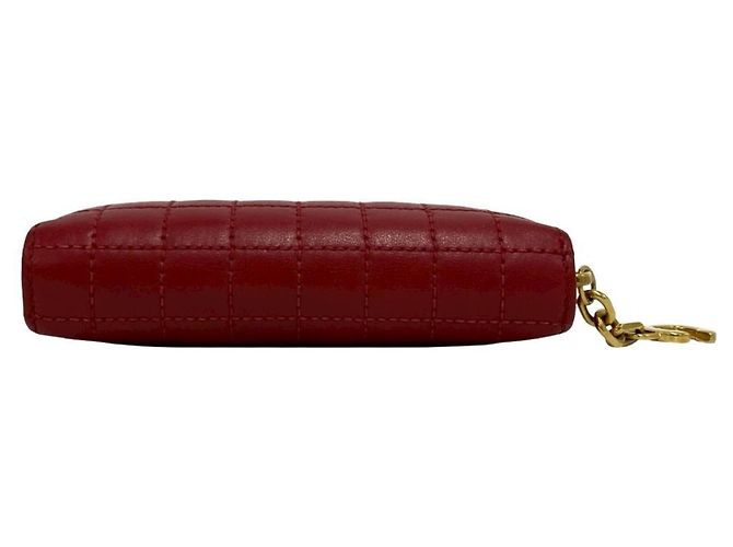 Céline Cartera Compacta con Cremallera Celine en Cuero Rojo Roja - vista 6