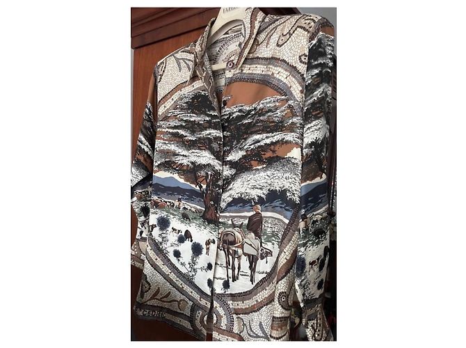 Camicia Hermès Sotto i Cedri in seta marrone - vista 2