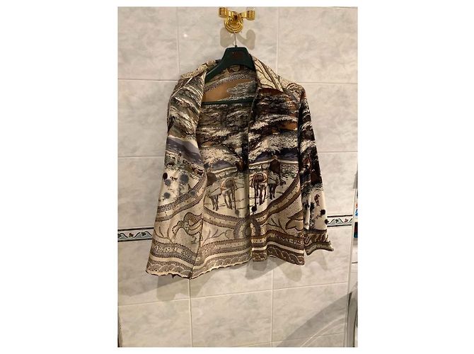 Camicia Hermès Sotto i Cedri in seta marrone - vista 6