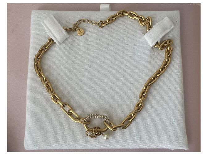 Colar Dior CD com Cristais e Pérola Dourado - vista 2
