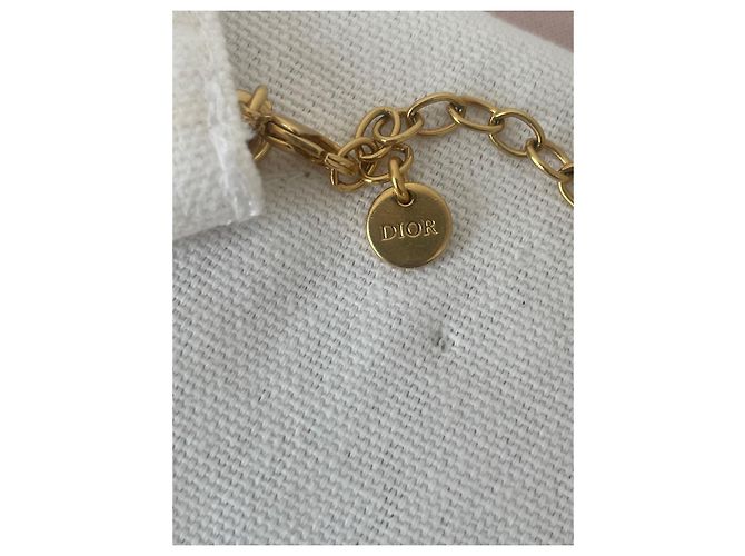 Colar Dior CD com Cristais e Pérola Dourado - vista 4