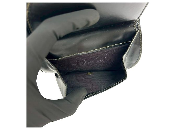 Fendi Pequin Pattern Stripe Logo Leather Bi-fold Wallet Brown Black - view 9